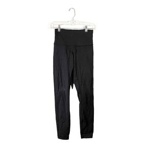 Lululemon Solid Black Crop Athletic Athleisure Casual Activewear Leggings Size 4